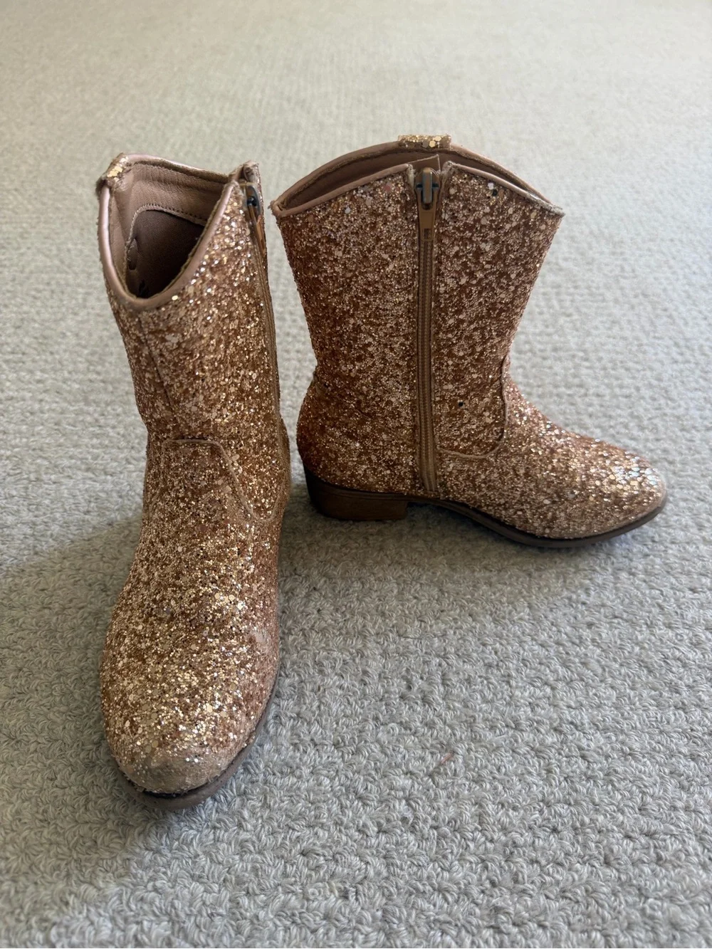 Girls' Glitter Cowboy Boots - Rose Gold